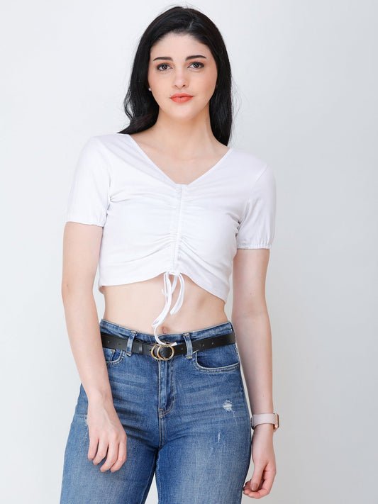 SCORPIUS White styled front crop top