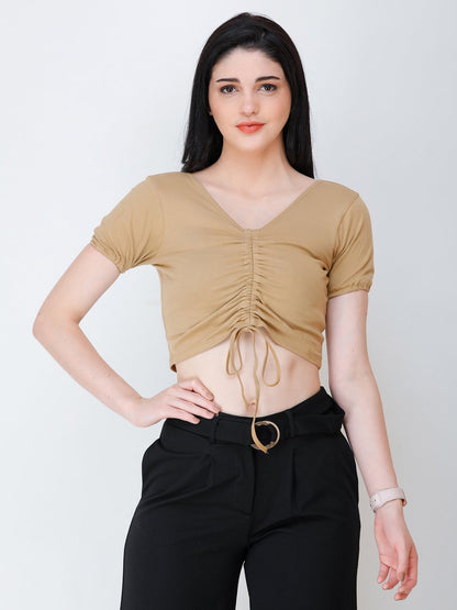 SCORPIUS Gold styled front crop top