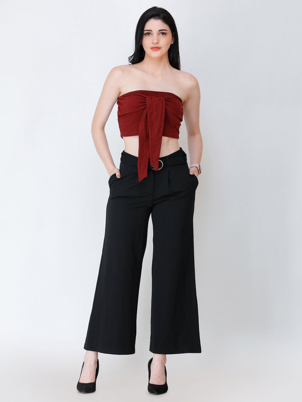 SCORPIUS Maroon knot tube top