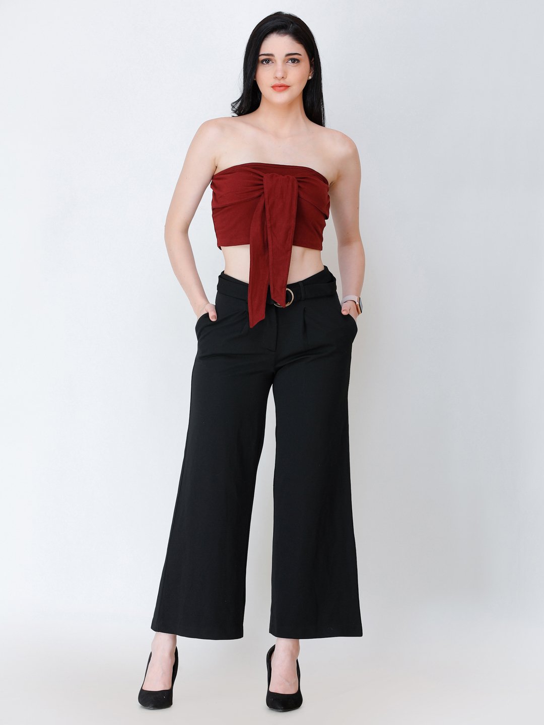 SCORPIUS Maroon knot tube top
