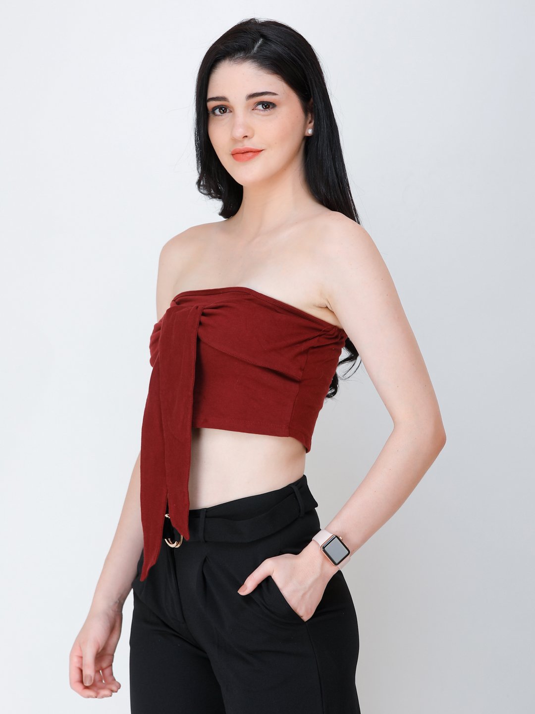 SCORPIUS Maroon knot tube top