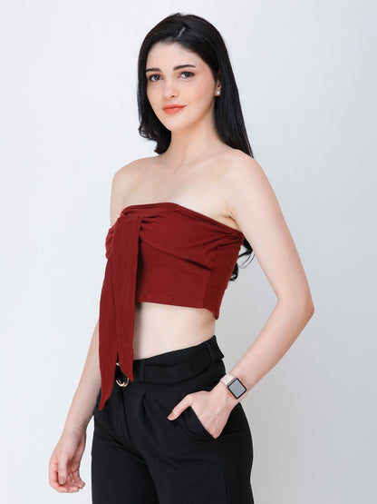 SCORPIUS Maroon knot tube top