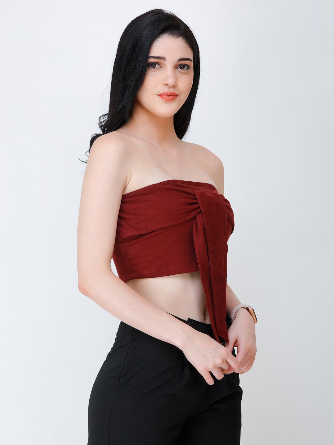 SCORPIUS Maroon knot tube top