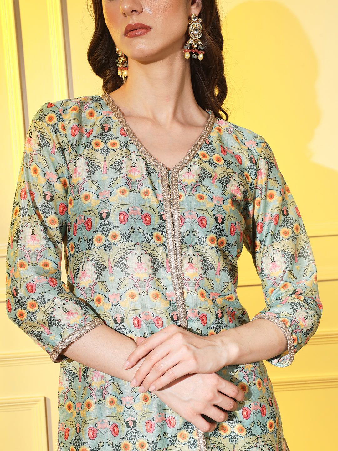 Charming Green Printed Coord Set in Pure Muslin | Hues of India