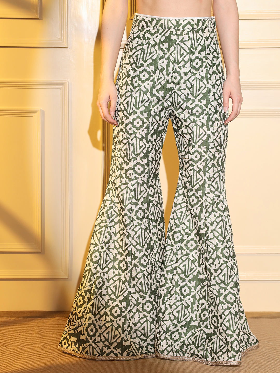 Elevate Your Ethnic Style: Teal Muslin Sharara Suit Set | Hues of India