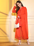 Ethnic Elegance: Rust Silk 3-Piece Suit Set | Hues of India