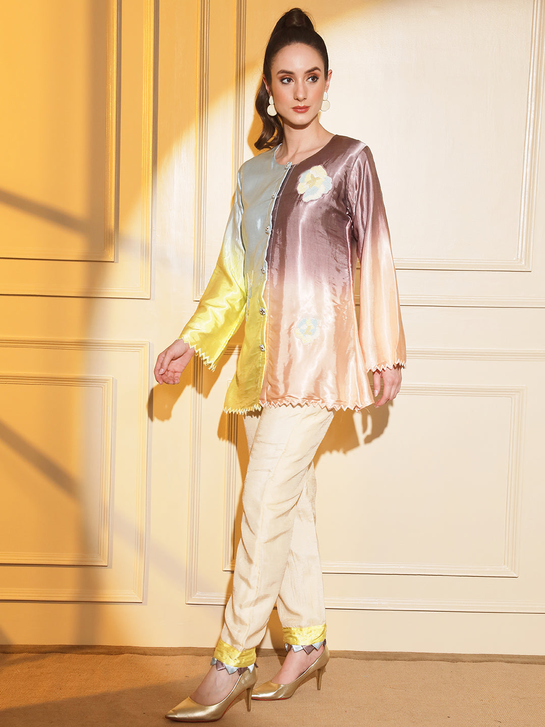 Vibrant and Luxurious: Indian Women's Multicolor Coord Set with Hand Embroidery | Hues of India