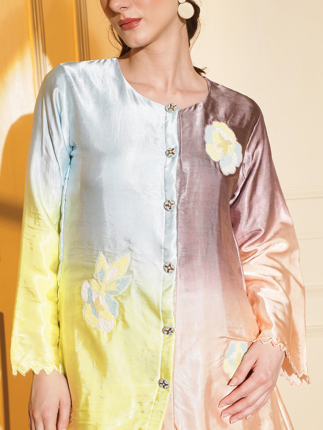 Vibrant and Luxurious: Indian Women's Multicolor Coord Set with Hand Embroidery | Hues of India