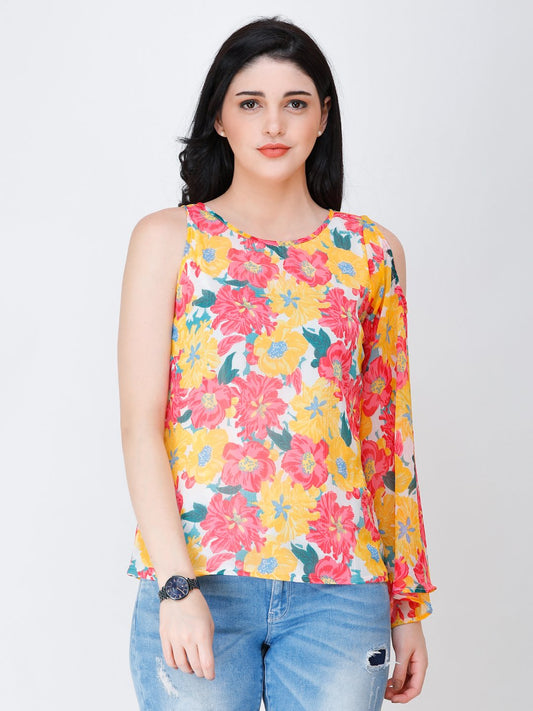 SCORPIUS one shoulder floral top