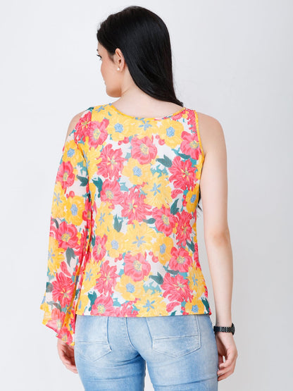 SCORPIUS one shoulder floral top