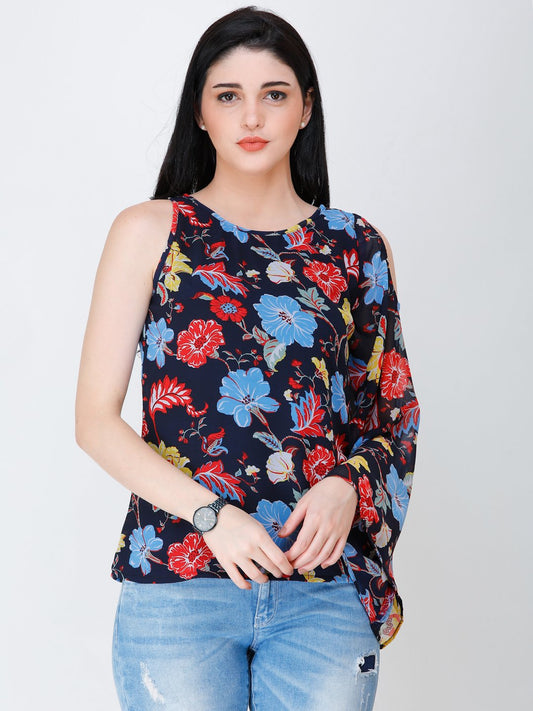 SCORPIUS one shoulder floral top