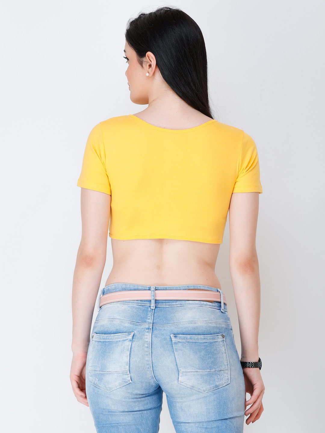 SCORPIUS yellow knotted crop top
