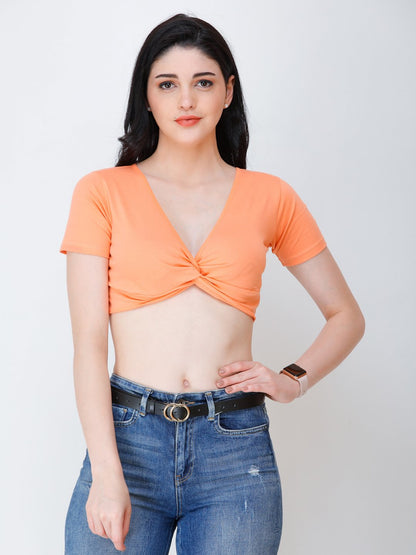 SCORPIUS orange knotted crop top