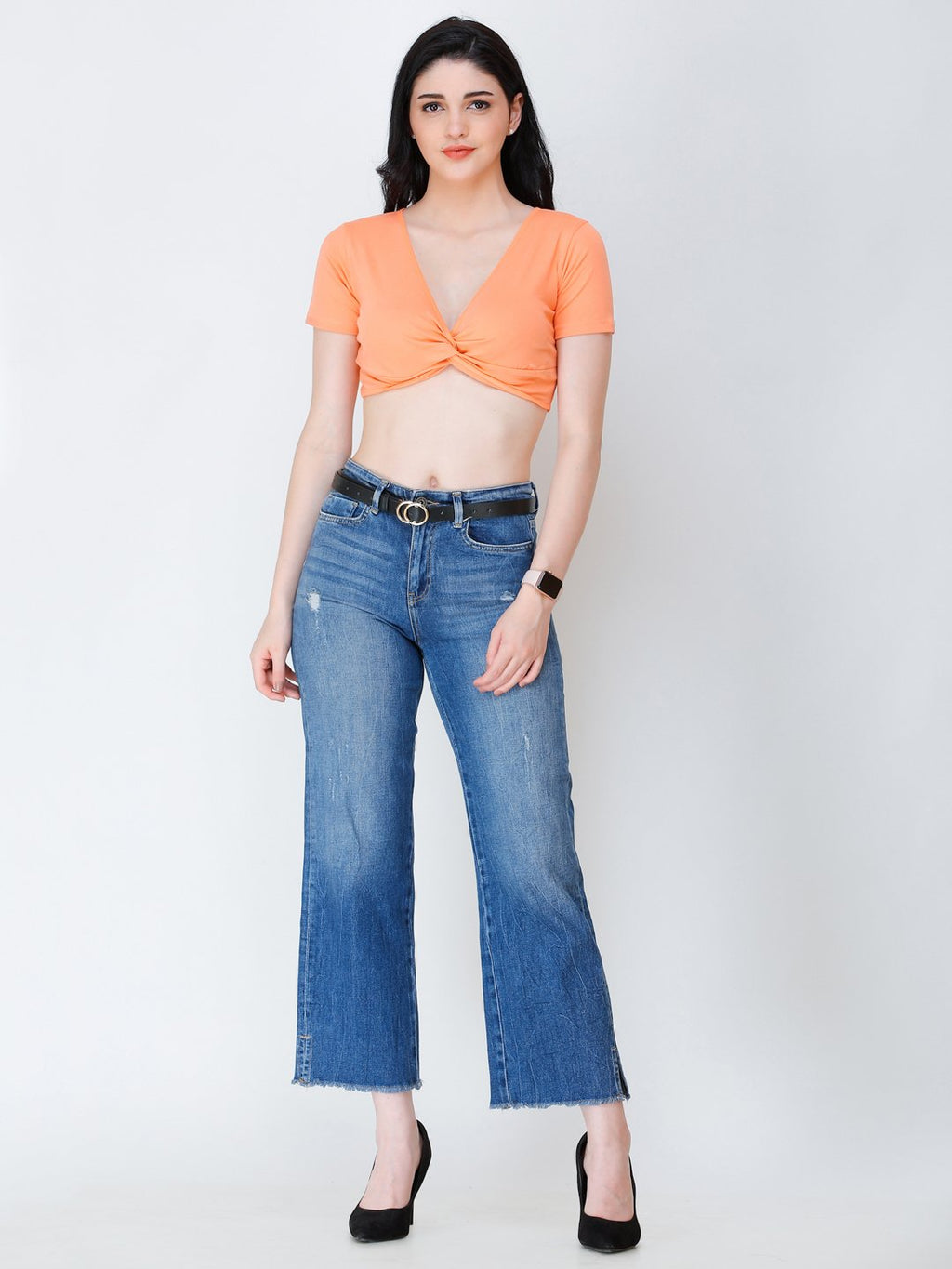 SCORPIUS orange knotted crop top