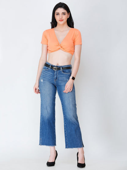 SCORPIUS orange knotted crop top