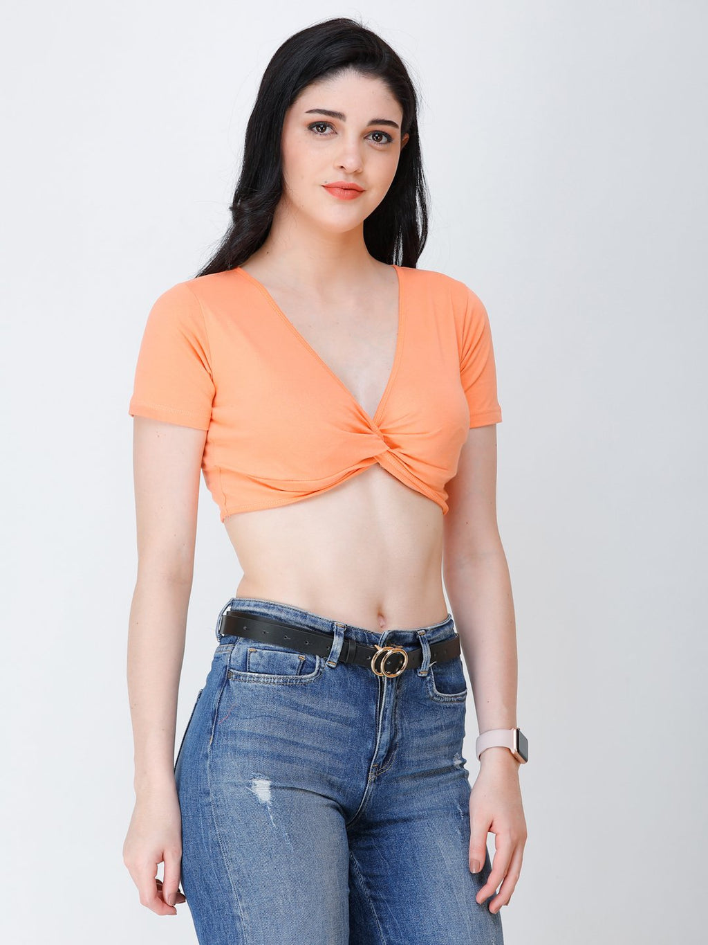 SCORPIUS orange knotted crop top