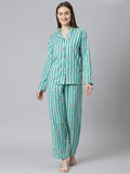 Cation Green Printed Night Suit