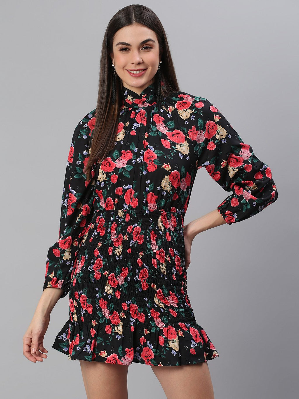 Floral Black Dress