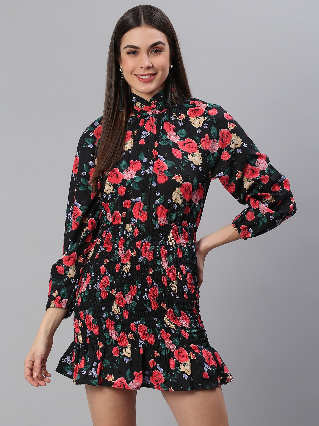 Floral Black Dress