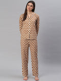 Cation Brown Printed Night Suit