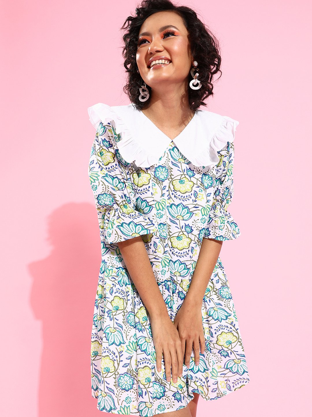 Blue White Printed Dress