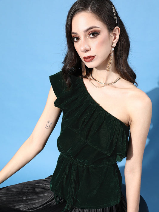 BottleGreen Velvet Top