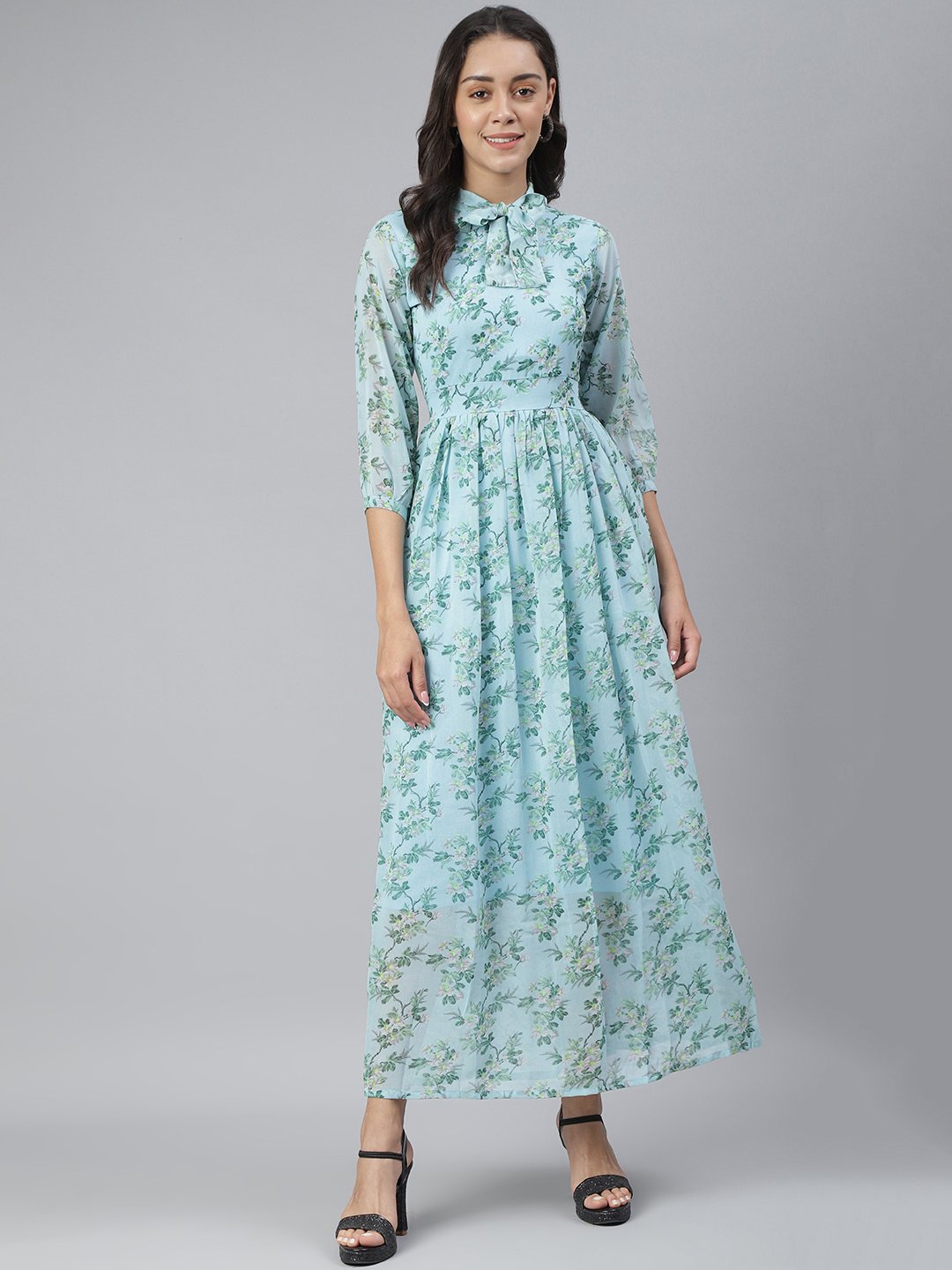 SCORPIUS Blue Printed Maxi dress