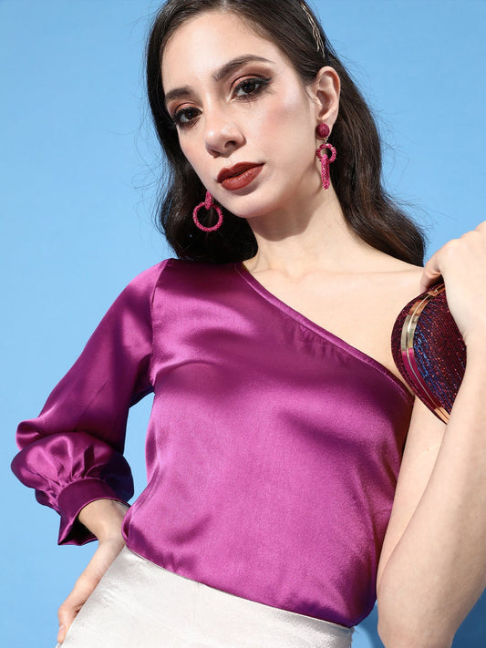 Designer Purple Satin Top