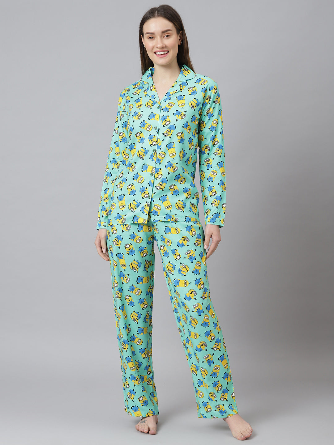 Cation Green Printed Night Suit