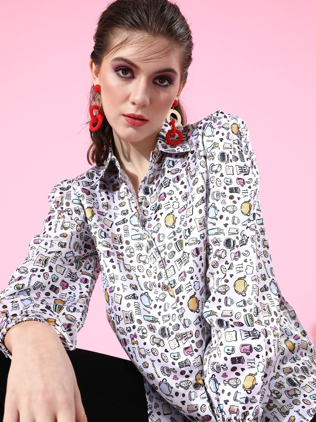 SCORPIUS White printed Satin shirt