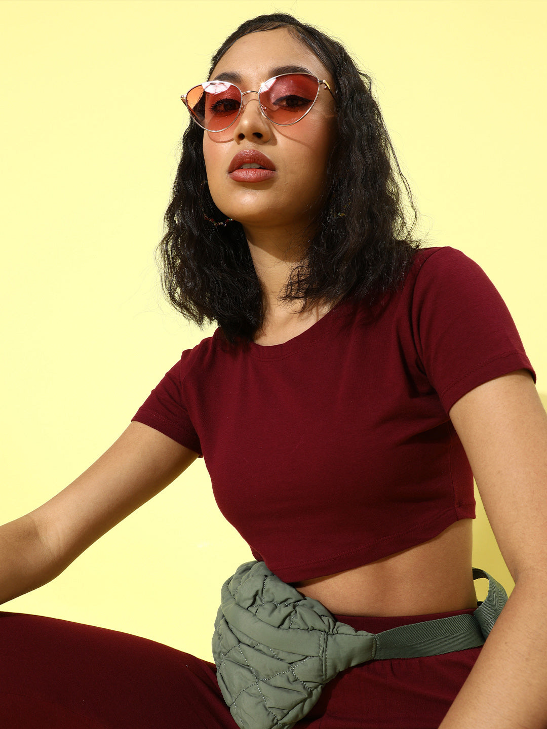 Cation Solid Maroon Clothing Set