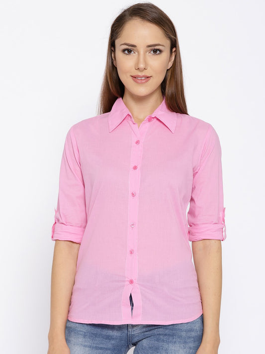 Pink Solid Formal Shirt