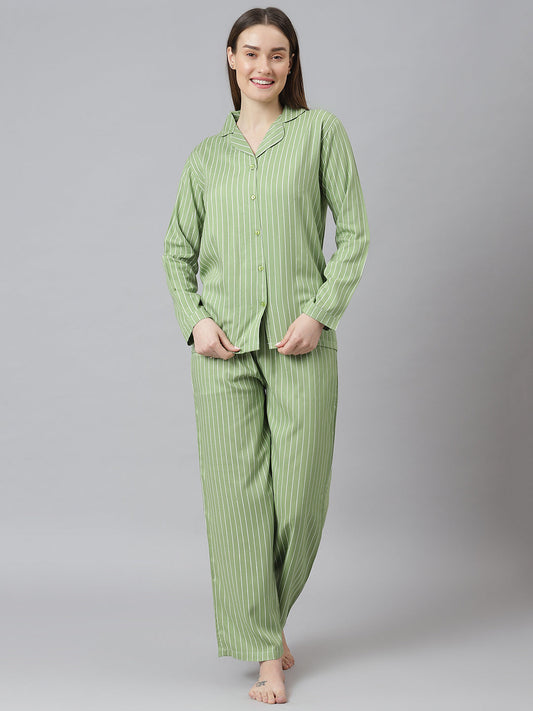 Cation Green Printed Night Suit