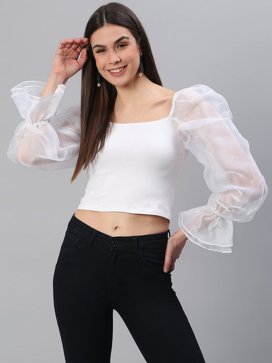 White Puff Sleeve Top