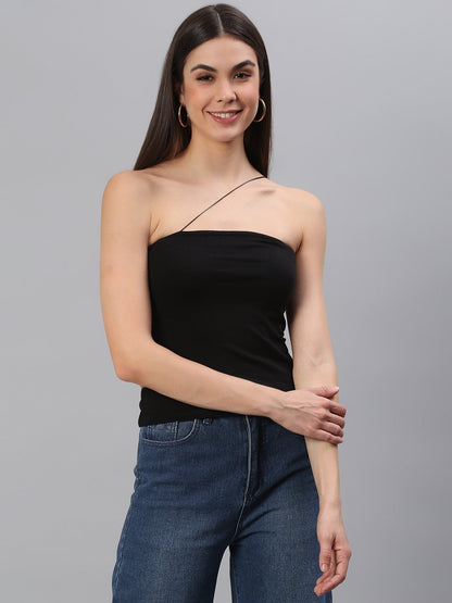 Black Solid String Top