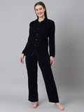 Cation Navy Blue Velvet Night Suit