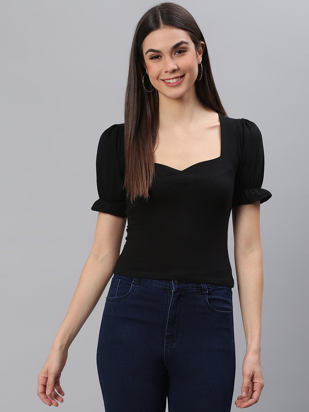 Designer Solid Black Top