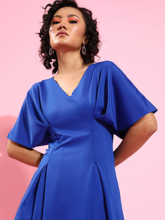 Royal Blue Solid Dress