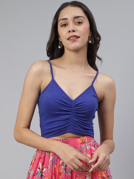 SCORPIUS Royal Blue Front Lastic Croptop