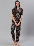 Cation Brown Printed Night Suit
