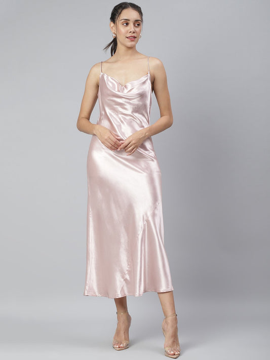 SCORPIUS Pink Satin Cocktail Dress