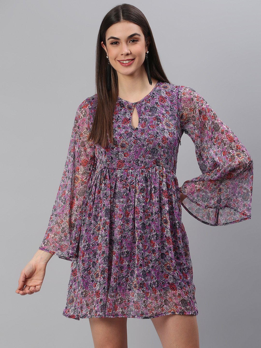 Printed Purple Dress