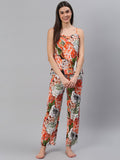 Cation Orange Printed Strap Night Suit