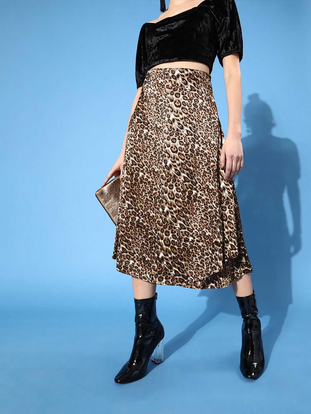 Cheetah Print Satin Skirt