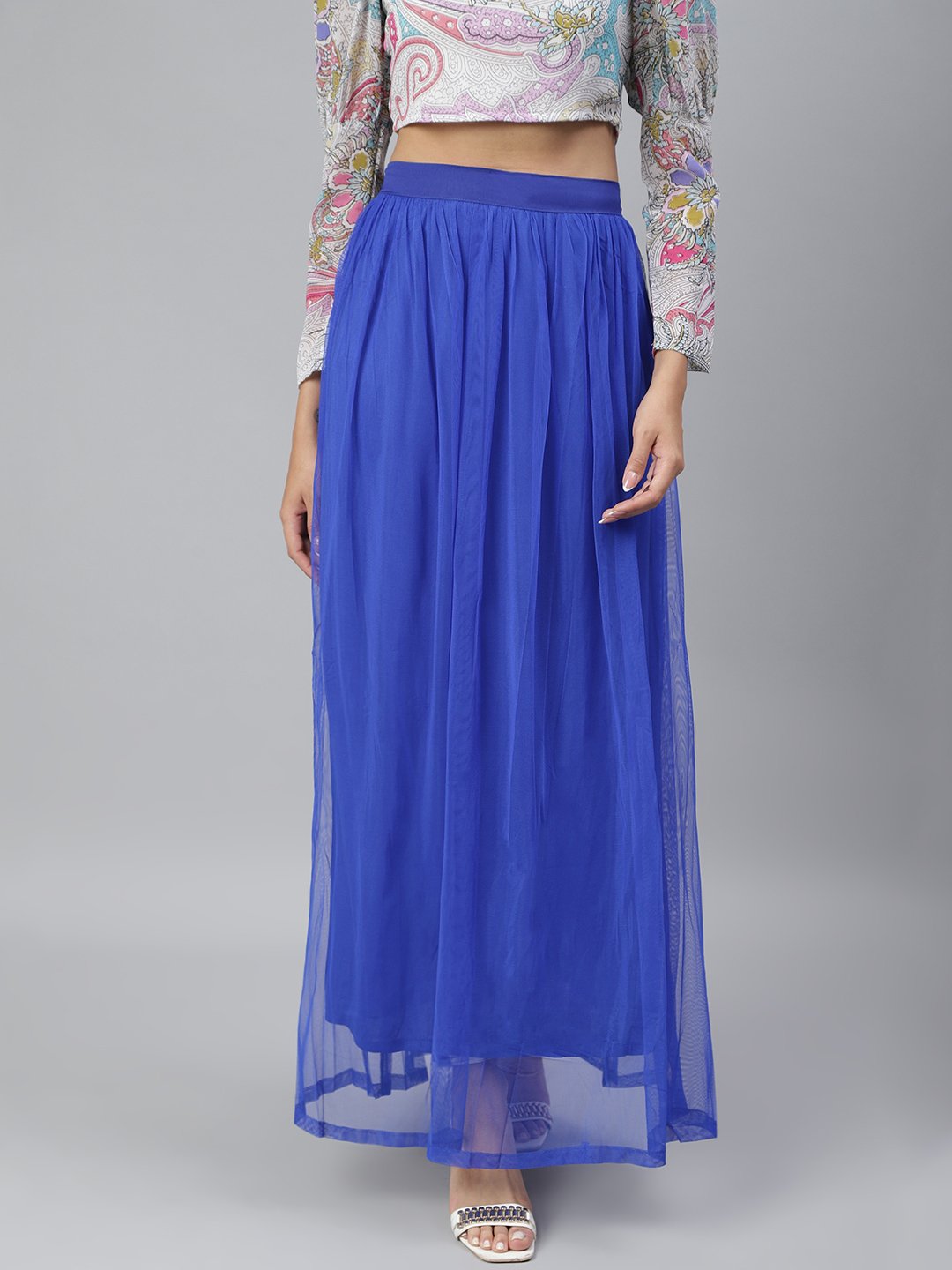 SCORPIUS Royal blue net long skirt