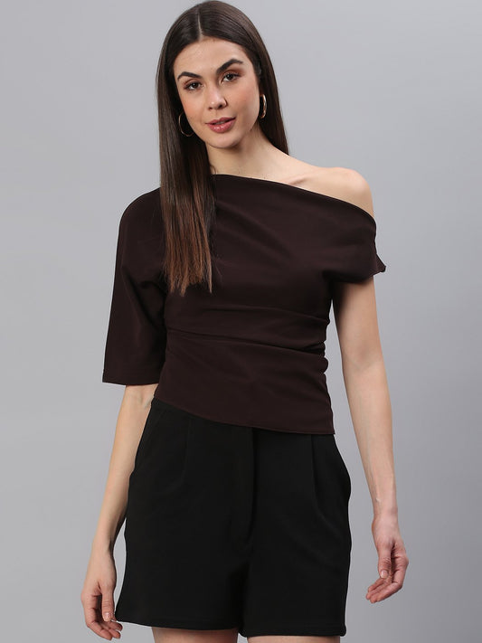 Brown Solid Top with Zipper