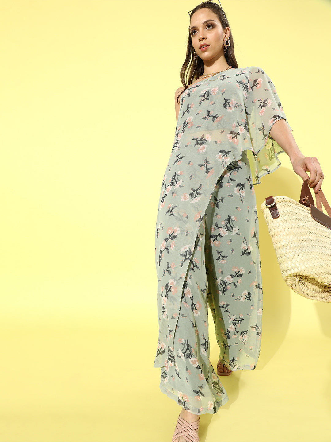 Cation Printed Green Clothing Set