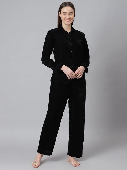 Cation Black Velvet Night Suit