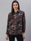 Black Floral Print Shirt