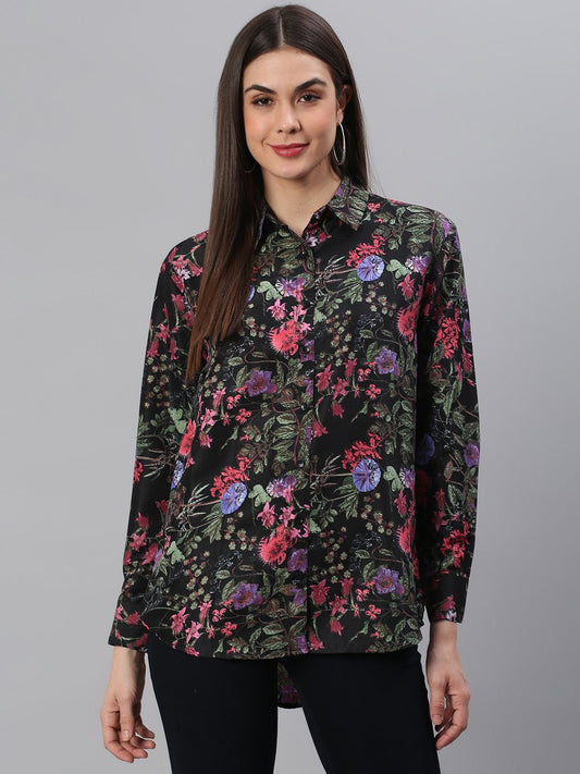 Black Floral Print Shirt